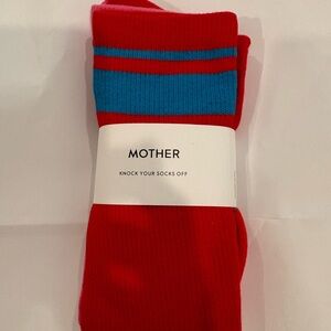 New MOTHER Vibrant Red, pink and Blue Socks. Great to wear with tall boots.